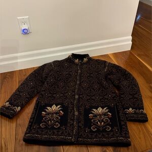 Icelandic Design 100% Wool Cardigan Button Front Nordic Sz Small Women(Runs Big)